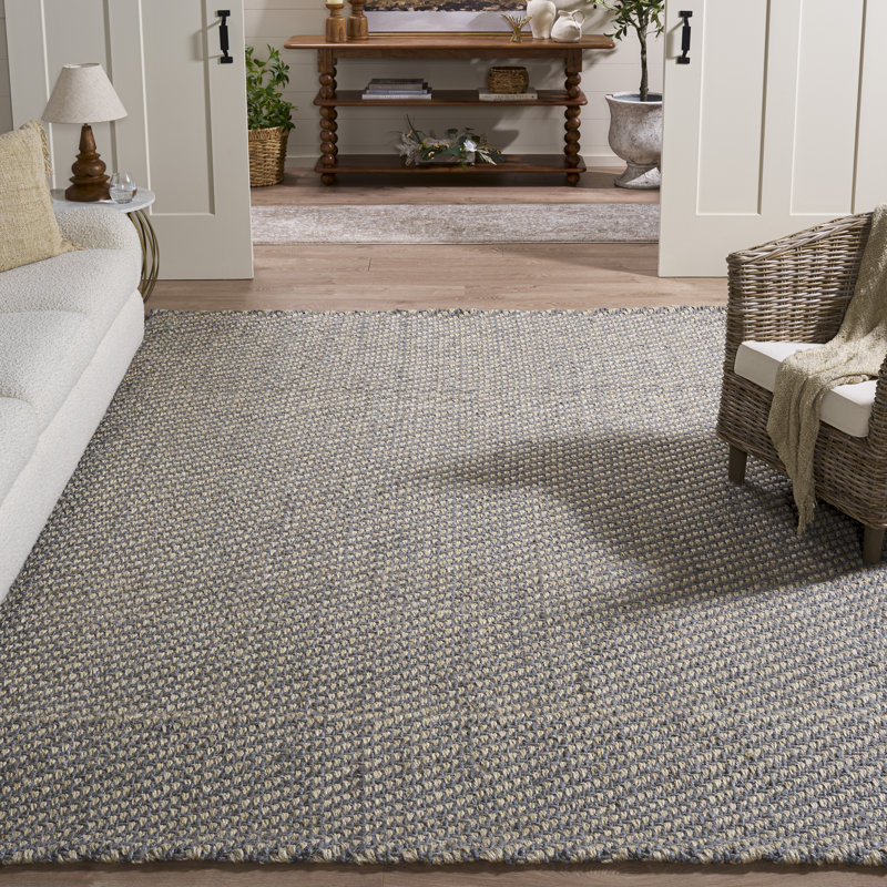 Evie-Grace Natural Fiber Hand Loomed Sisal & Jute Striped Rug, Rectangle 8' x 10'