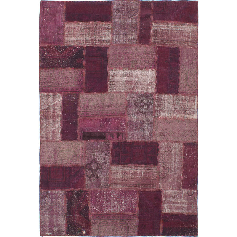 Tapis unique en laine noué à la main de couleur transitionnelle rose de 5 pi 8 po x 8 pi 6 po Kalolaine