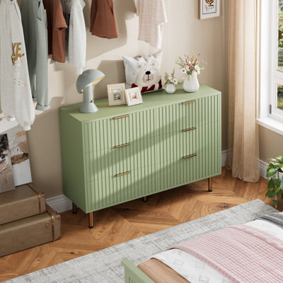 Commode de rangement cannelée à 6 tiroirs