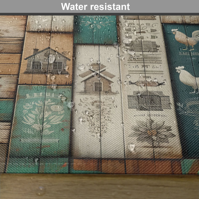 Ensemble de 4 napperons en bois rustique Art Standard turquoise chameau et coquille d'œuf