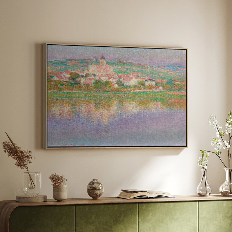 Paysage rétro - CLII, H 27 po x l 41 po x P 2 po, Toile argentée avec cadre flottant