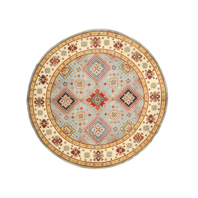 One-of-a-Kind Gray Tribal 8X8 Oriental Round Rug