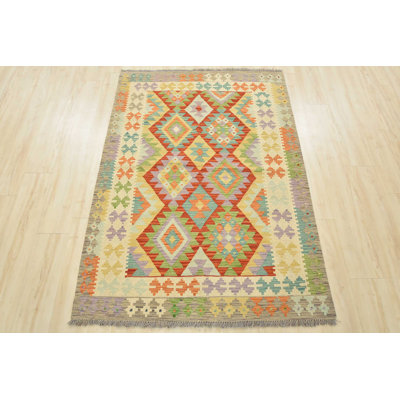 One-of-a-Kind 4'2" X 5'10" Wool Area Rug in Beige