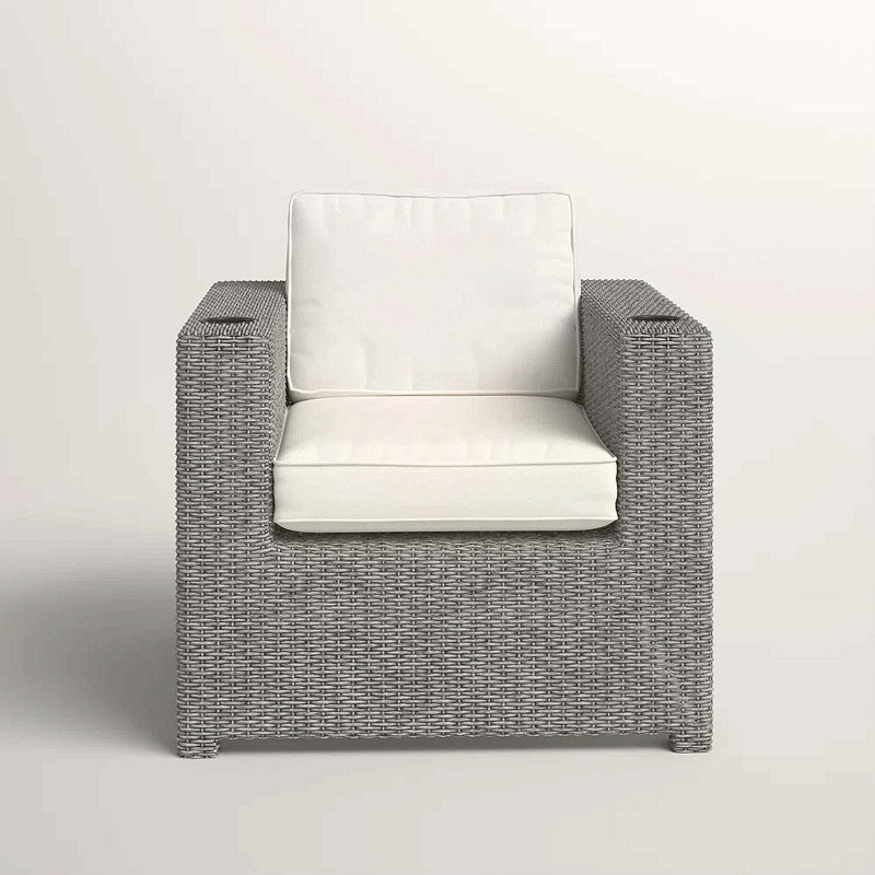 Fully Assembled Patio Chair With Cushions, White