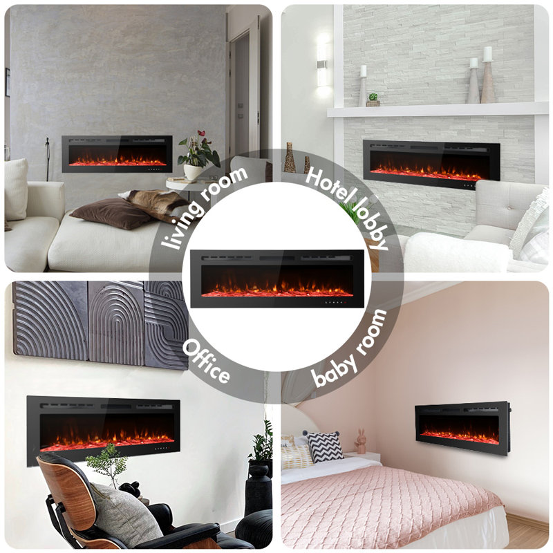 Carwyn Latitude Run Powder Coated Electric Fireplace, 43cm H x 127cm W x 10cm D