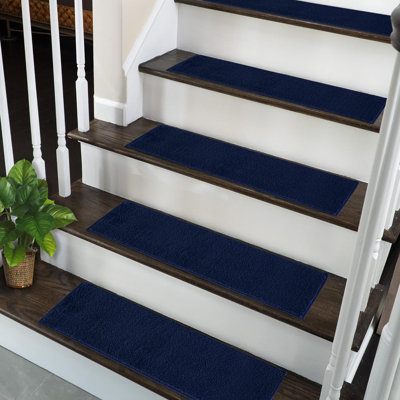 Tapis d'escalier bleu marine antidérapant