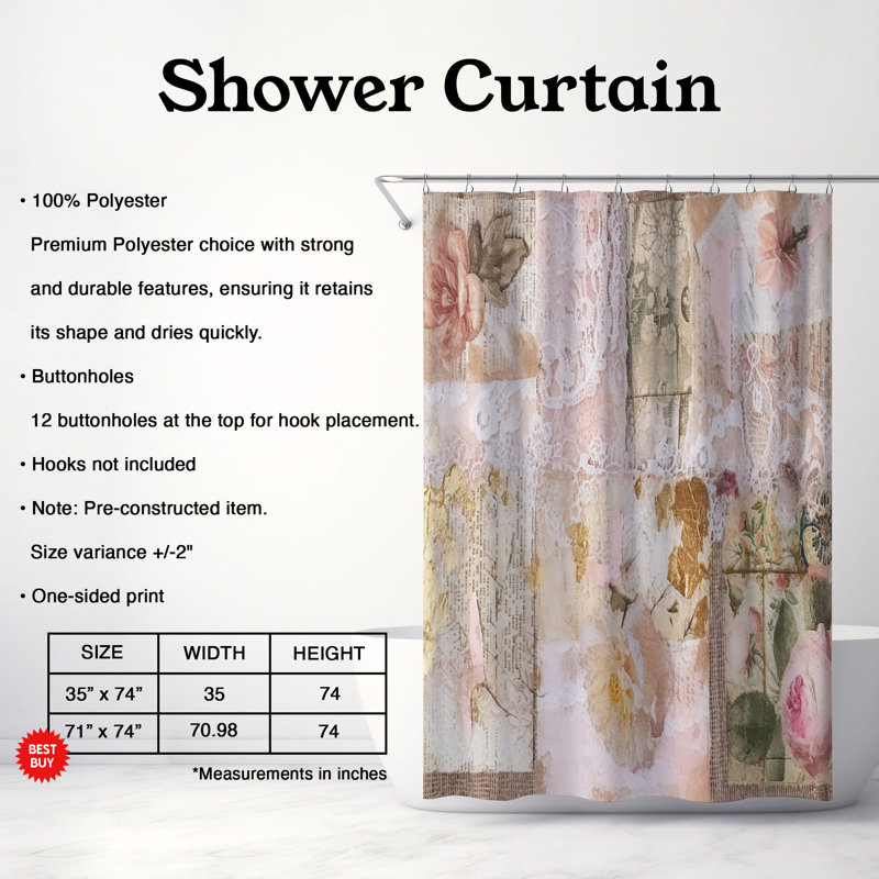 Rideau de douche Fortunio, H 74 po x l 71 po