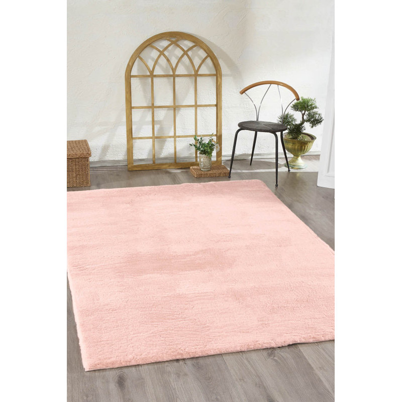 Luxurious Light Pink Area Rug, 5.2 x 7.2 Feet | 100% Polyester, Soft and Durable | Vacuum Cleaner Friendly, Not Machine Washable | Perfect for Living Room, Bedroom, or Nursery, Adds Elegance and Comfort