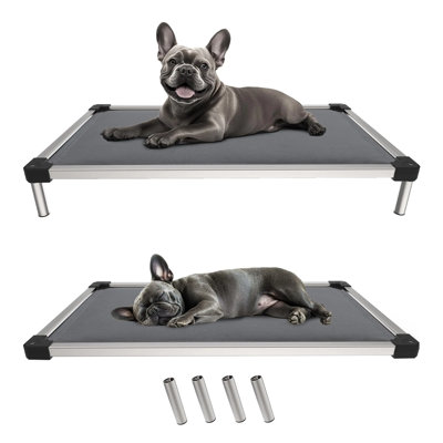 FXW TitanNest Chew-Proof Elevated Dog Bed, Raised Cot for Indoor/Outdoor/Camping Use, Durable & Washable Padded Pet Bed for Extra-Small Dogs, 30.0" L x 22.0" W x 4.5" H, Gray