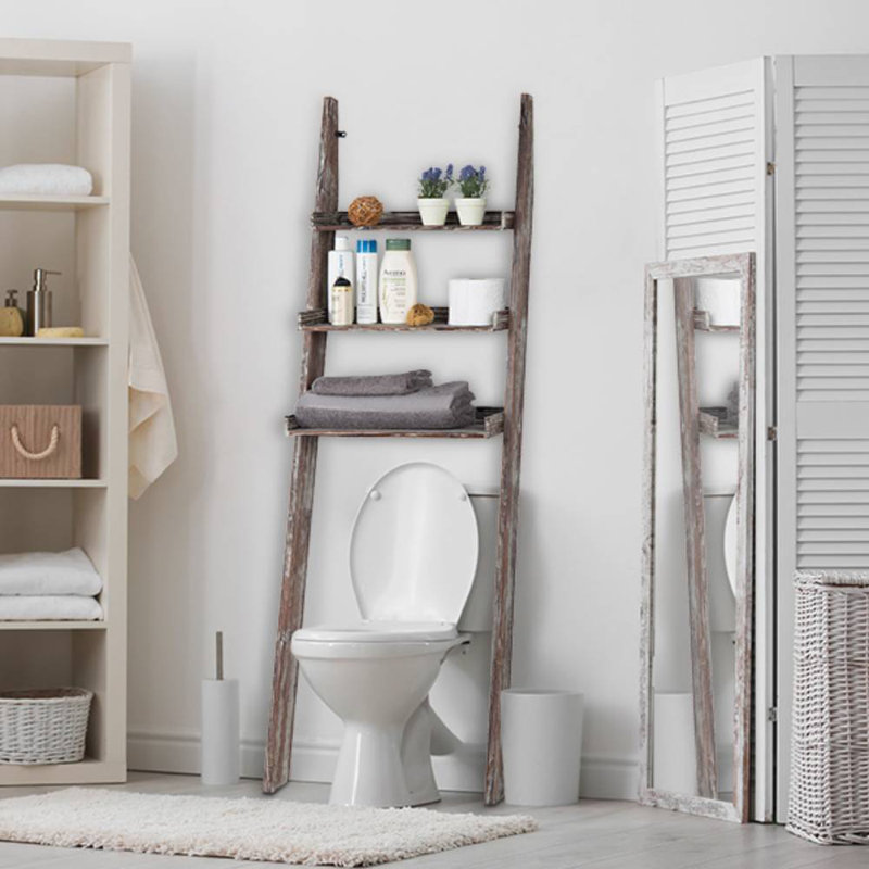 53.3cm W x172cm H x 24.3cm D Solid Wood Freestanding Over the Toilet Storage
