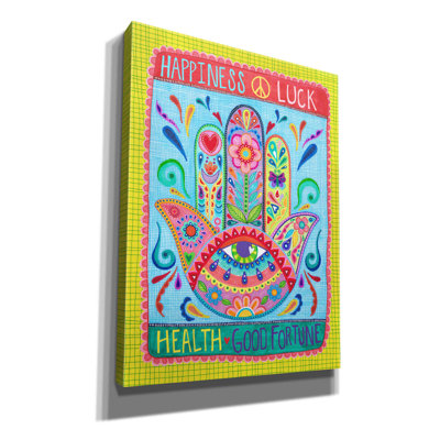 'Hamsa of Happiness' by Hello Angel, Giclee Canvas Wall Art