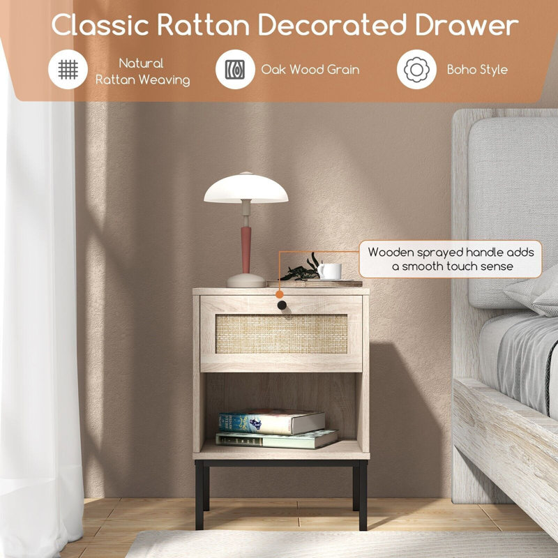 Allsun 40 cm W Bedside Table