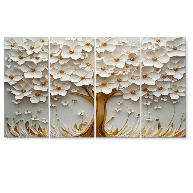 Ensemble de décorations murales White Basswood Blossoms Tree I - Arbre cerisier en fleurs, H 28 po x l 48 po