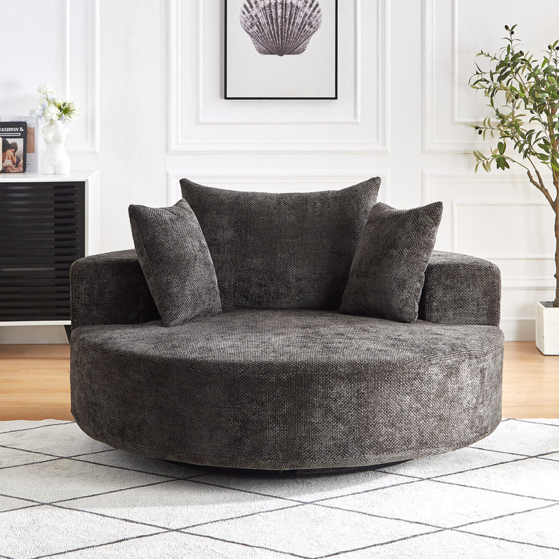 Fauteuil pivotant 55 po Chenille, Noir