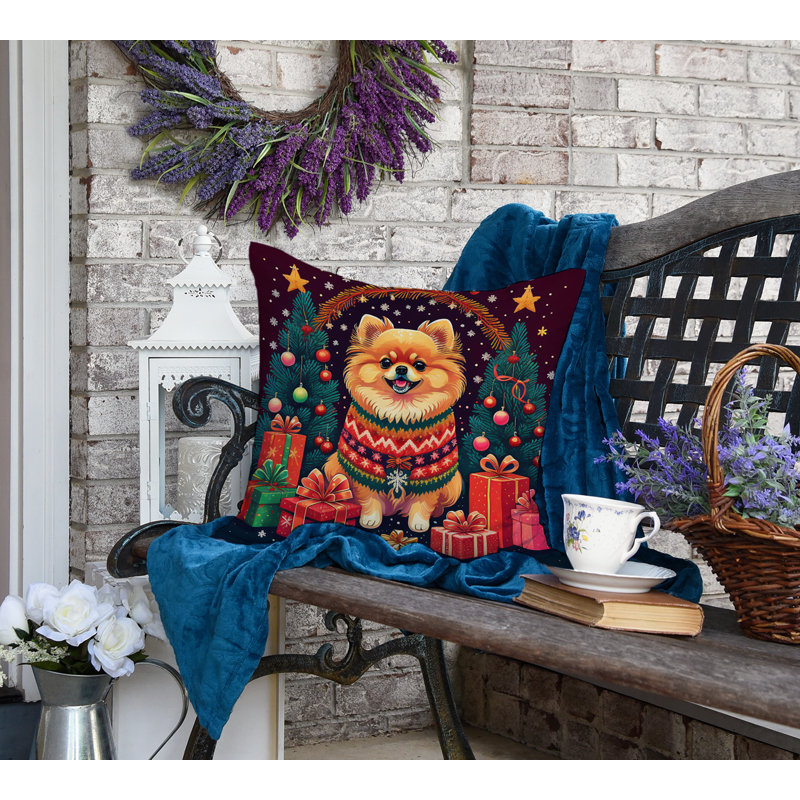 1141_Pomeranian Christmas Fabric Decorative Pillow, 18 po x 18 po