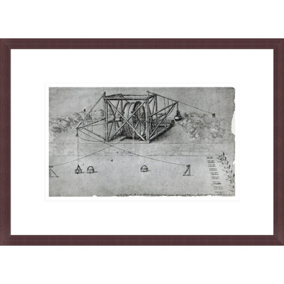 Excavator for canal construction (based on the design of another engineer) Fol. 1v-a Codex Atlanticus by Leonardo da Vinci -Framed Giclee Print