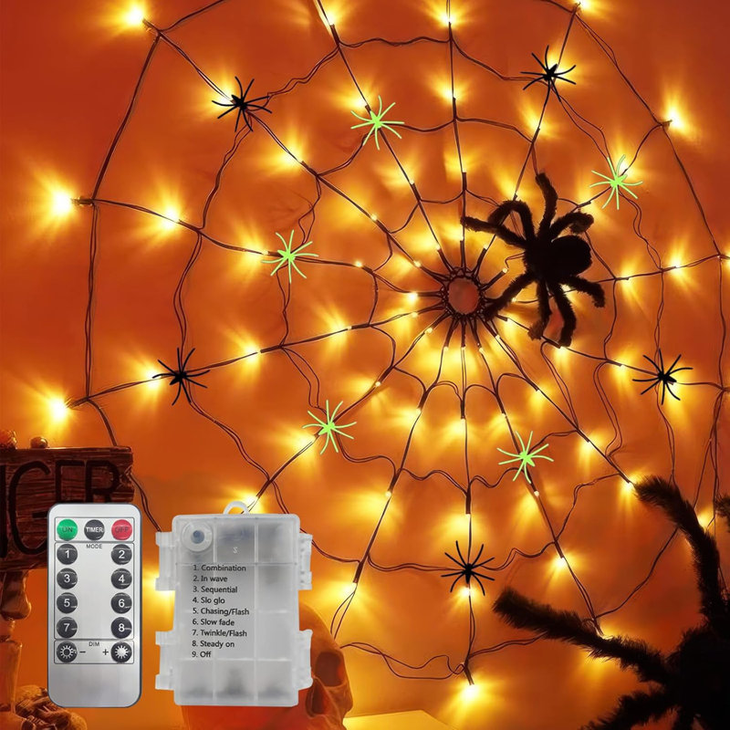 Spider Web Lights With Plush Gaint Spider