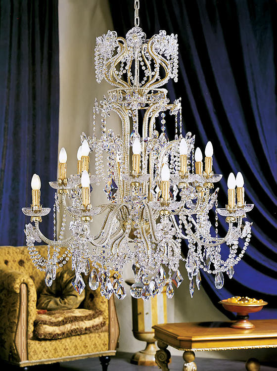 Lustre empire 18 lumières de style bougie avec accents de cristal, Bohème