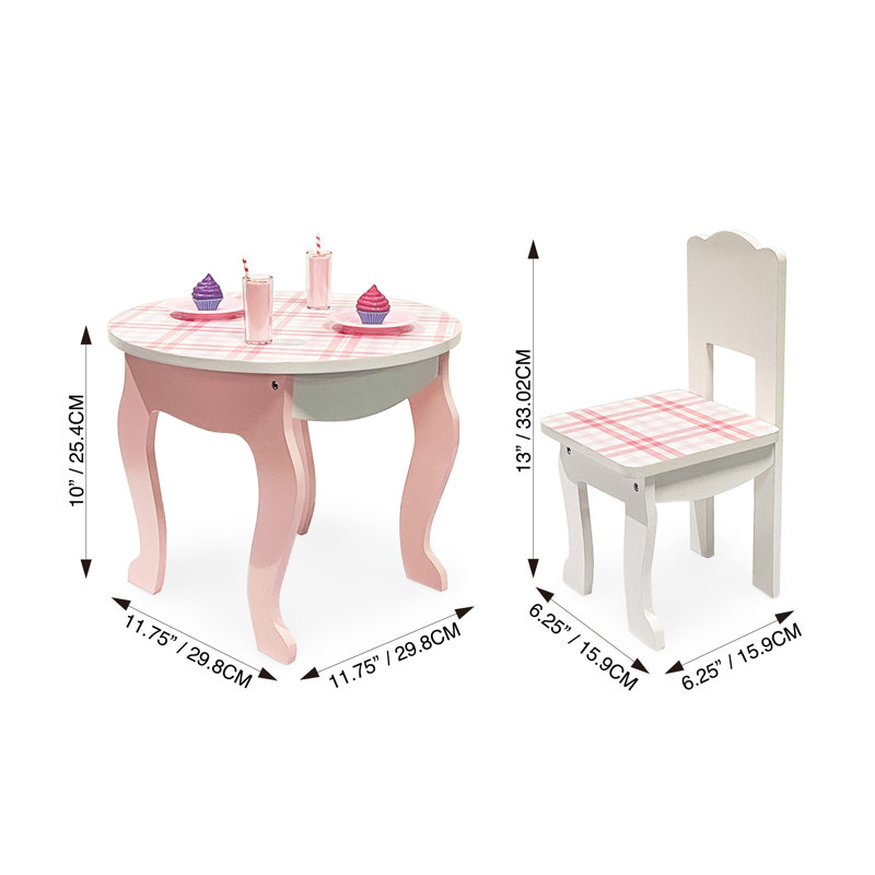 Doll Plaid Table & Chair Set