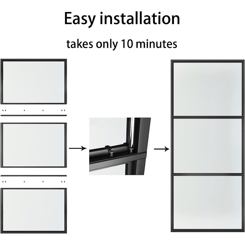 Jubest 36'' X 84'' Clear Glass With Installation Hardware Kit Barn Door (Soft Close Included)