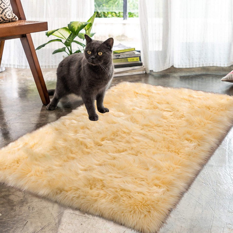 Faux Sheepskin Indoor Rug, Rectangle 2' x 3'