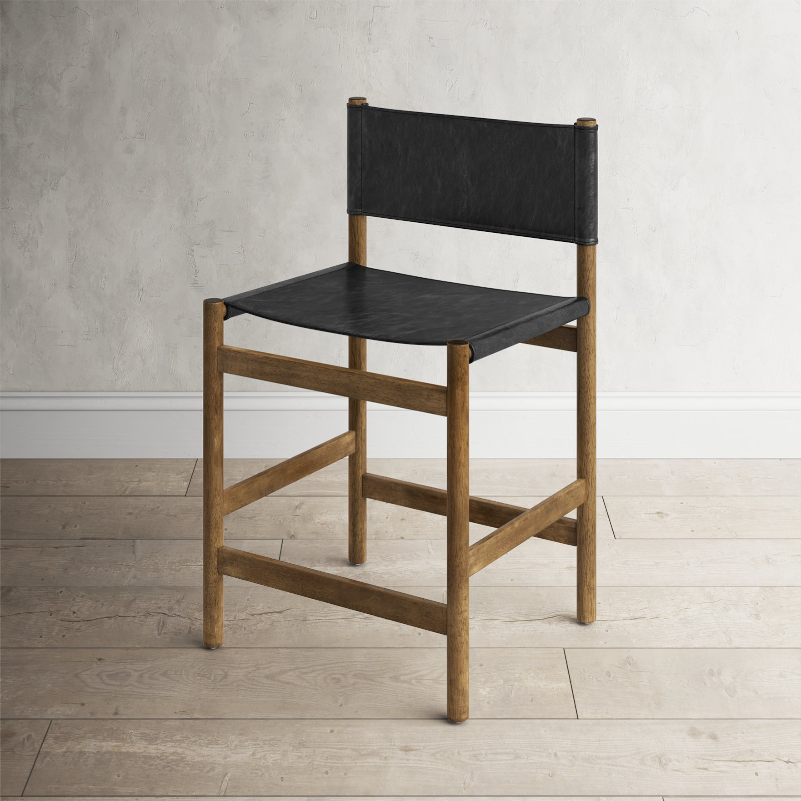 Matisse Bar and Counter Stool, Counter Stool (26.5" Seat Height), Black, Vintage Natural