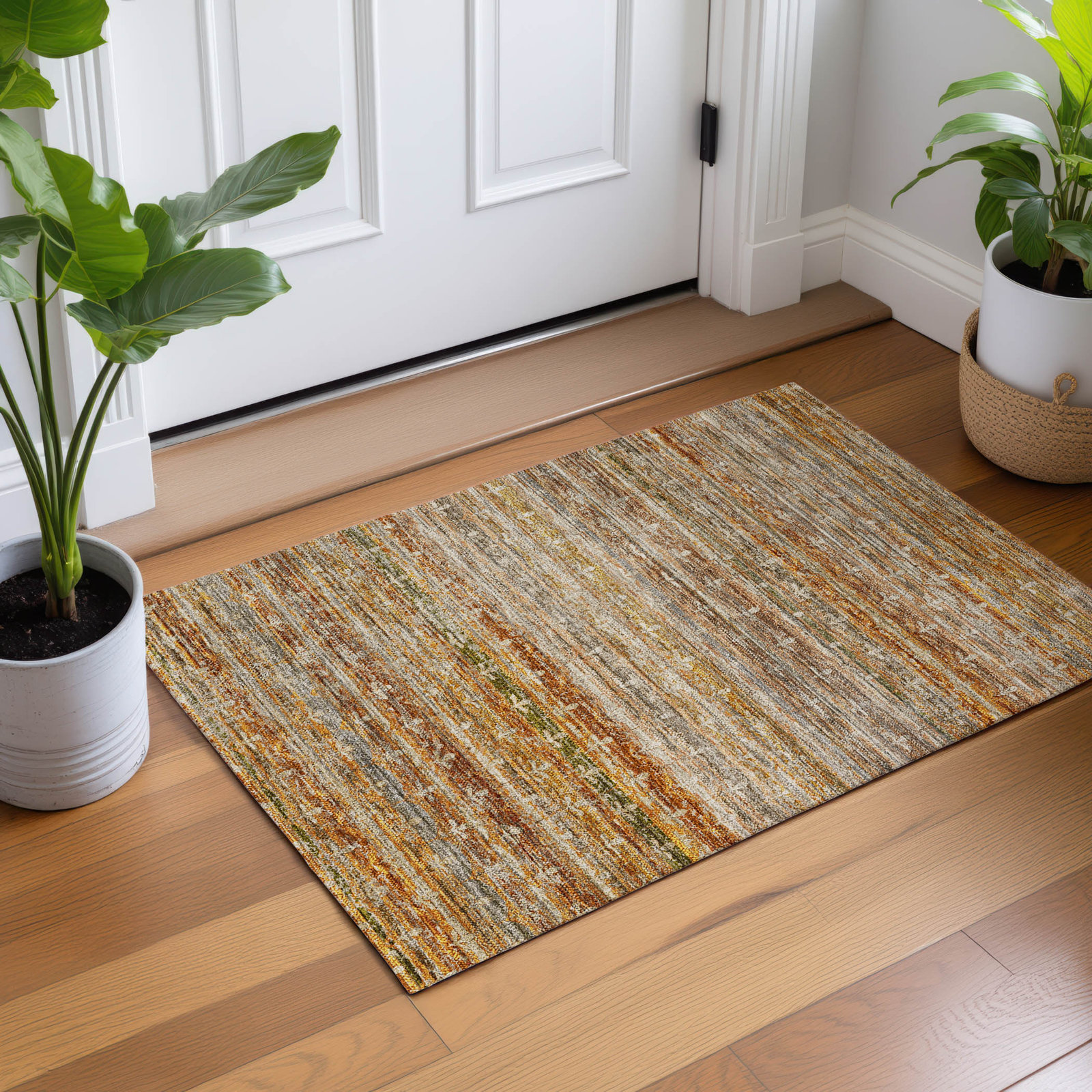 Premium Machine Washable Tirico Casual Rug, Paprika, 1'8" x 2'6"