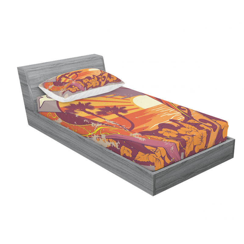 Ensemble de draps Retro Summertime, Ensemble de draps pour lit simple avec drap-housse