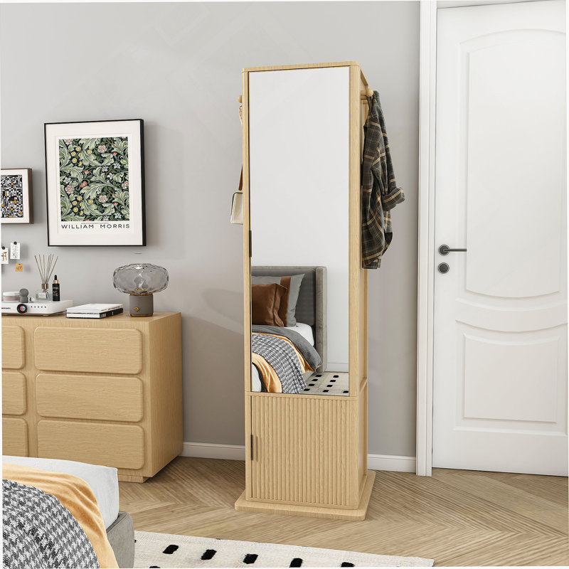 Armoire de rangement autoportante à 360 ° avec tablettes, Noyer