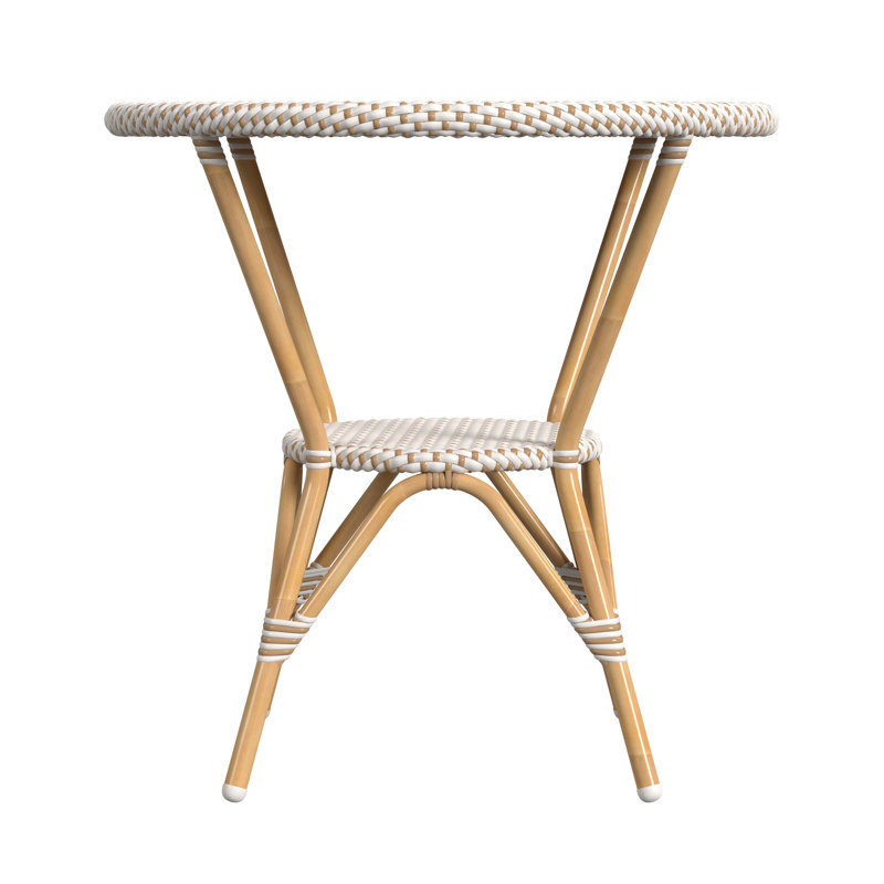 Tobias Outdoor Rattan Round Bistro Table, Brown/White