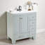 Meuble-lavabo de 30 po avec lavabo en céramique - Tiroirs à fermeture en douceur, structure en bois massif, tablettes réglables. Rangement Coastal-Chic pour petite salle de bain-533794671