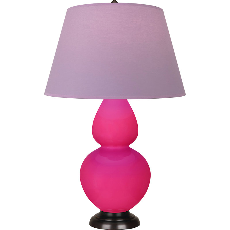 Lampe de table double gourde en céramique, Lavande / prune, Rose Razzle glacé / bronze, Bronze
