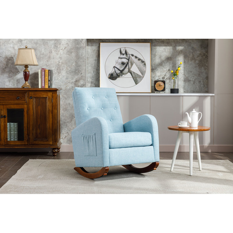 Fauteuil berçant à haut dossier, Bleu clair