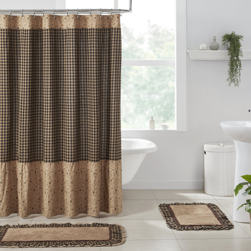 Carmella Cotton Checkered Shower Curtain