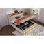 Lit plateforme tapissier avec système de rangement hydraulique, charge DEL et USB, naturel (sans matelas)
