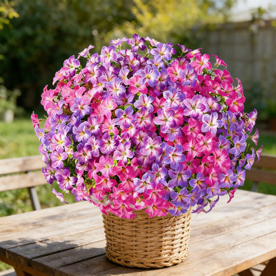 Artificial Fake Flowers For Outdoor, 12PCS Realistic Fake Outdoor Flowers Plants, UV Resistant Silk Faux Flower For Outside Front Door Porch Planters Patio Yard Garden