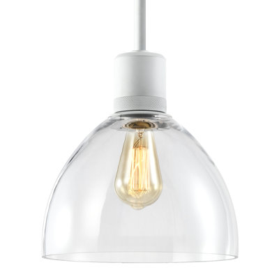 10" E26 Clear Dome Glass Pendant Light And Satin Brushed Black With Nickel Metal Finish