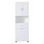 Grande armoire de salle de bain avec panier à linge, grand panier à linge inclinable et armoire de rangement supérieure-292578061
