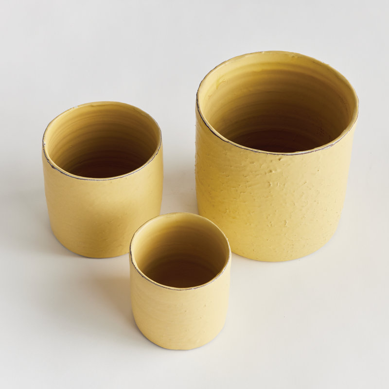 Abilene Ceramic Cachepot - Set of 3, Yellow