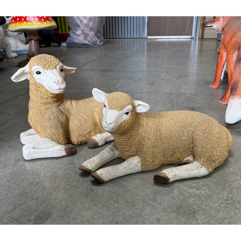 Laying Baby Merino Lamb Life Size Statue