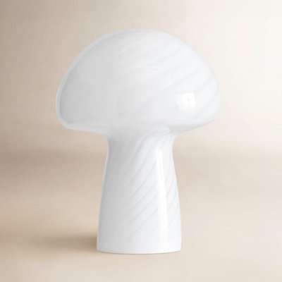 Mushroom 12.75 in. Vintage Inspired Modern LED Bedside Table Lamp with Frosted Glass Shade - Light Bulb Included