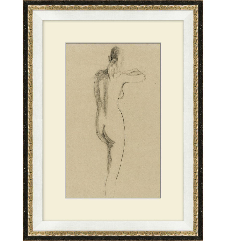 Gris anthracite nu 1 - Peinture encadrée sur papier