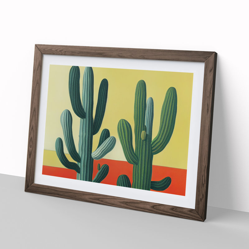 Dramatic Cactus - Single Picture Frame Print, Walnut Framed, 34cm H x 46cm W x 2cm D