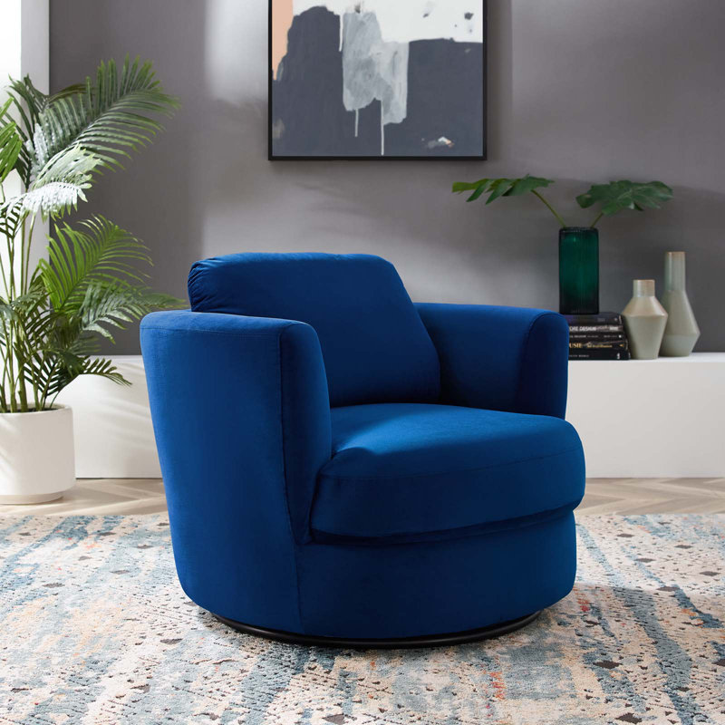 Fauteuil pivotant en velours Pirouette Performance, Marine