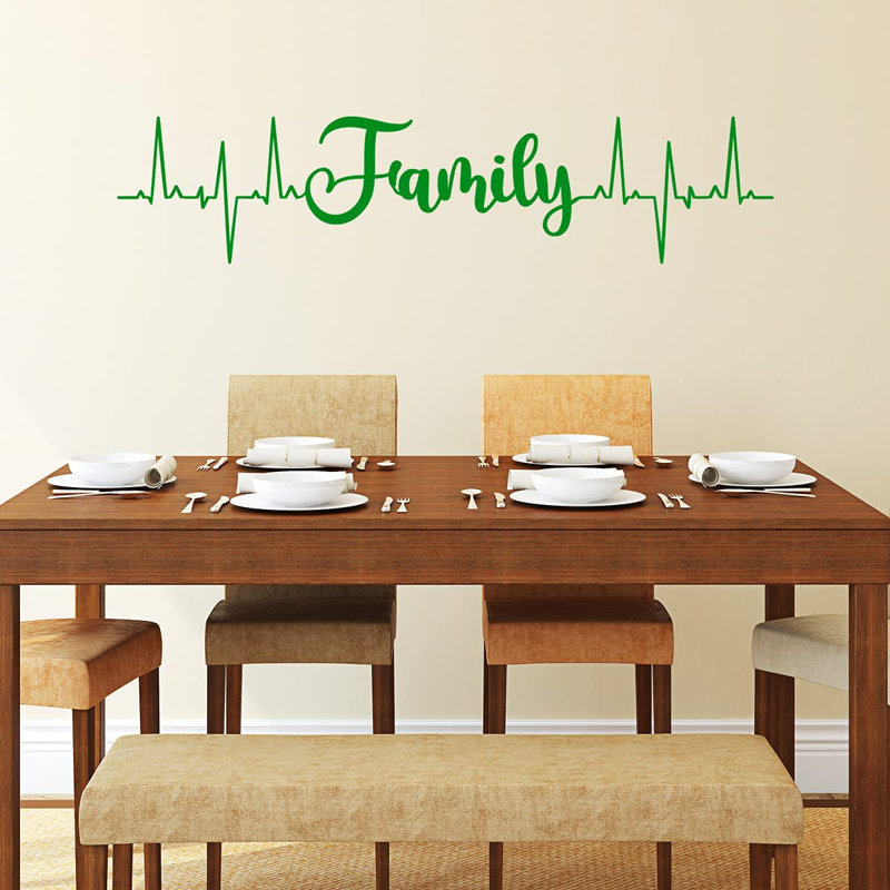 Décalcomanie murale Family Heartbeat Line, H 7 po x l 30 po, Vert