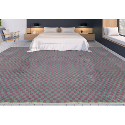 Tapis rose noué à la main de haute qualité