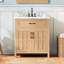 Meuble-lavabo de 30 po avec lavabo en résine, meuble-lavabo à cadre en bois massif avec tablette réglable, organisateurs de porte d'armoire, grain de bois naturel