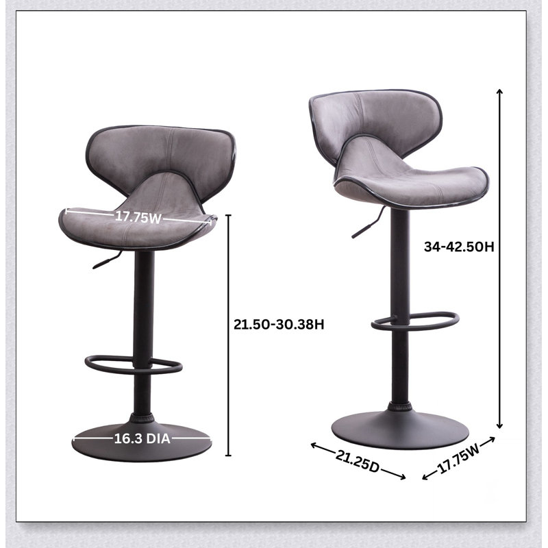 Ensemble de 2 tabourets pivotants réglables Masaccio avec base chromée Airlift, Brun