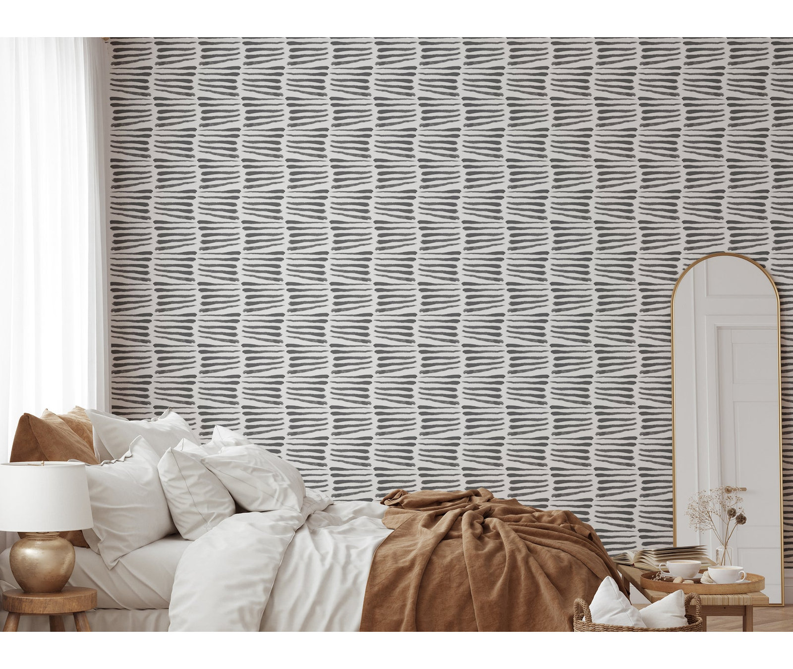 Nomad Self-Adhesive Wallpaper Roll, Black/White, Faux Grasscloth, Non-pasted