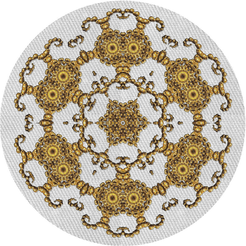 Tapis jaune/gris tissé à la machine, Rond 6 pi